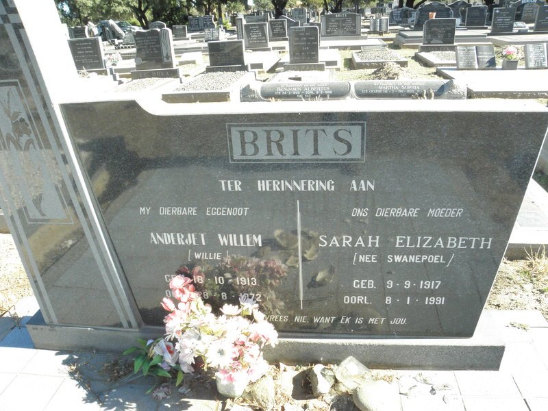 BRITS Anderjet Willem 1913-1972 &amp; Sarah Elizabeth SWANEPOEL 1917-1991