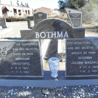 BOTHMA Abraham Chrisstofel 1923-1999 &amp; Susanna Jacoba Magdalena 1923-1993