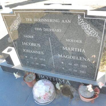 BOTHMA Jacobus Johannes 1914-1996 &amp; Martha Magdalena 1928-2001