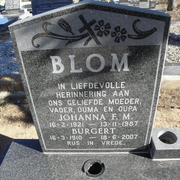 BLOM Burgert 1910-2007 &amp; Johanna F.M. 1921-1987 