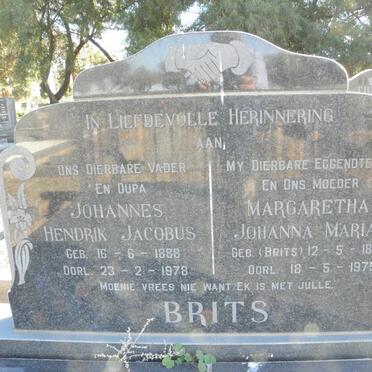 BRITS Johannes Hendrik Jacobus 1888-1978 &amp; Margaretha Johanna Maria BRITS 1886-1975