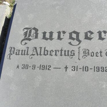 BURGER Paul Albertus 1912-1992