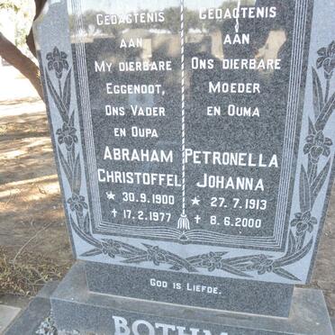 BOTHMA Abraham Christoffel 1900-1977 &amp; Petronella Johanna 1913-2000