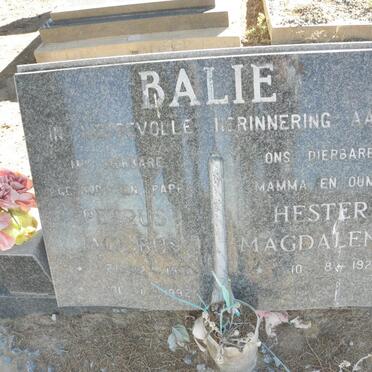 BALIE Petrus Jacobus ?-1992 &amp; Hester Magdalena 1928-