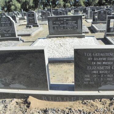 BURGER Elizabeth D. nee KOTZE 1929-1969