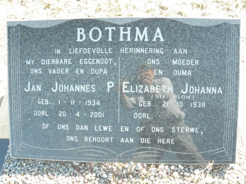 BOTHMA Jan Johannes P. 1934-2001 &amp; Elizabeth Johanna BLOM 1938-