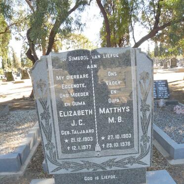 BRITS Matthys M.B. 1903-1978 &amp; Elizabeth J.C. TALJAARD 1903-1977