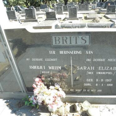 BRITS Anderjet Willem 1913-1972 &amp; Sarah Elizabeth SWANEPOEL 1917-1991
