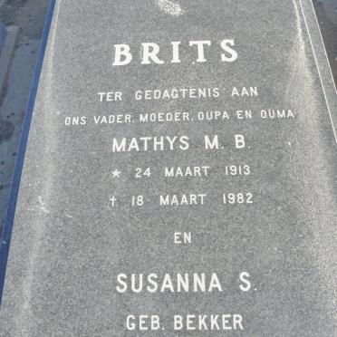 BRITS Mathys M.B. 1913-1982 &amp; Susanna S. BEKKER 1915-