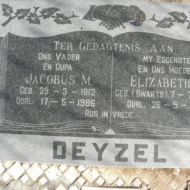 DEYZEL Jacobus M. 1912-1986 &amp; Elizabeth M. SWARTS 1915-1980