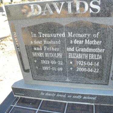 DAVIDS Henry Rudolph 1921-1997 &amp; Elizabeth Erilda 1925-2000