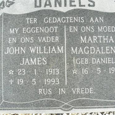 DANIELS John William James 1913-1993 &amp; Martha Magdalena DANIELS 1932-