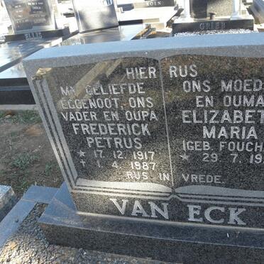 ECK Frederick Petrus, van 1917-1987 &amp; Elizabeth Maria FOUCHE 1922-