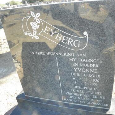 EYBERG Yvonne nee LE ROUX 1950-2001