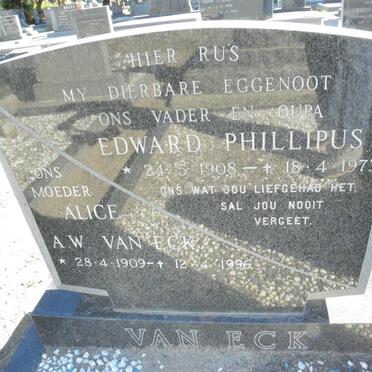 ECK Edward Phillipus, van 1908-1973 &amp; Alice A.W. 1909-1996 