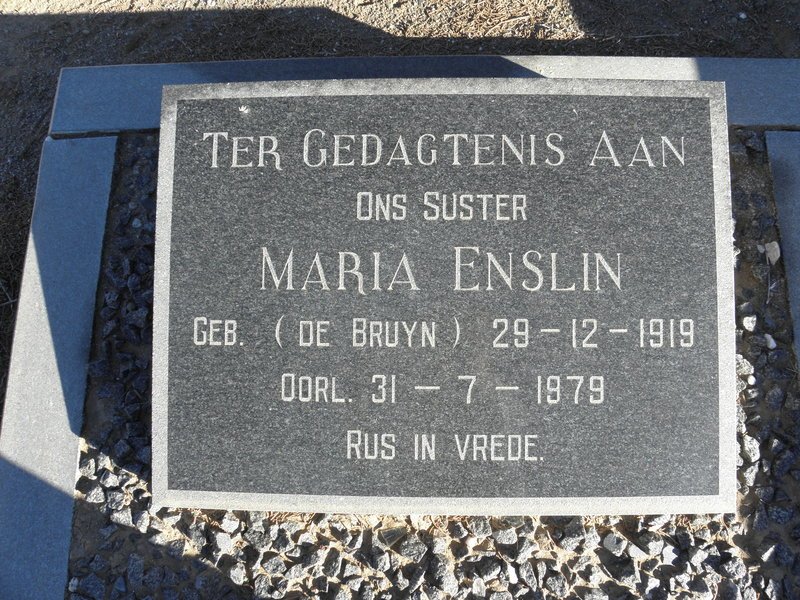 ENSLIN Maria nee DE BRUYN 1919-1979