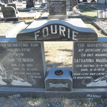 FOURIE Jan Hendrik 1895-1976 &amp; Catharina Magdalena BOTMA 1896-1970