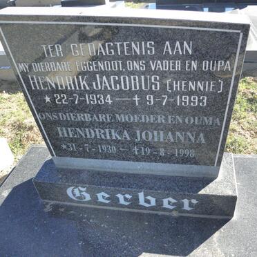 GERBER Hendrik Jacobus 1934-1993 &amp; Hendrika Johanna 1930-1998
