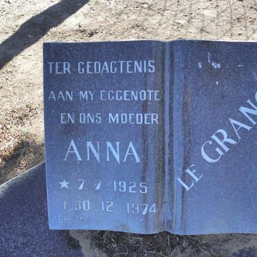 GRANGE Anna, Le 1925-1974