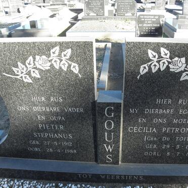 GOUWS Pieter Stephanus 1912-1988 &amp; Cecilia Petronella Du TOIT 1914-1978