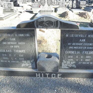 HITGE Nicolaas Thomas 1912-1988 &amp; Cornelia Fredrika 1920-1982