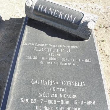 HANEKOM Albertus C.J. 1900-1967 &amp; Catharina Cornelia VAN NIEKERK 1905-1986