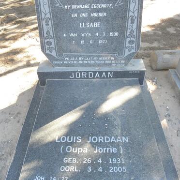 JORDAAN Louis 1931-2005 &amp; Elsabe VAN WYK 1938-1977