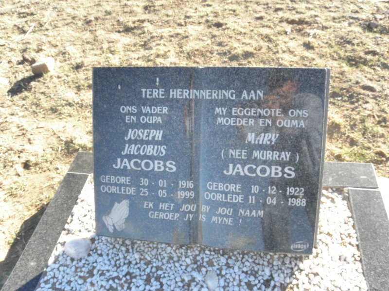 JACOBS Joseph Jacobus 1916-1999 &amp; Mary MURRAY 1922-1988