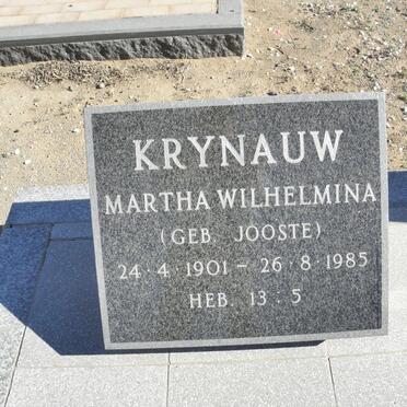KRYNAUW Martha Wilhelmina nee JOOSTE 1901-1985