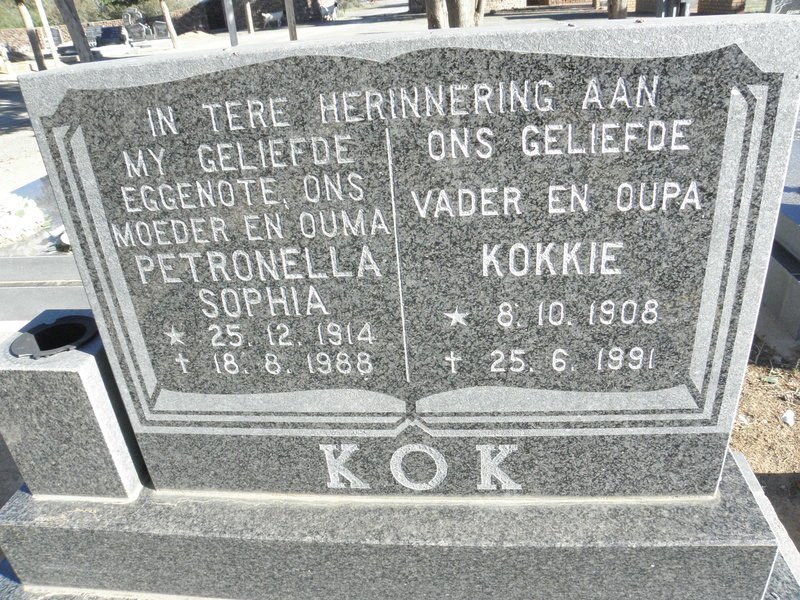 KOK Kokkie 1908-1991 &amp; Petronella Sophia 1914-1988