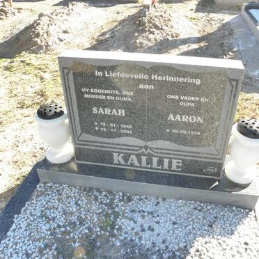 KALLIE Aaron 1939- &amp; Sarah 1945-2002
