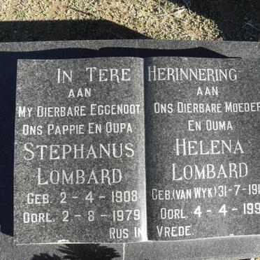 LOMBARD Stephanus 1908-1979 &amp; Helena VAN WYK 1914-1995