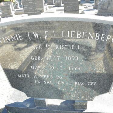LIEBENBERG W.E. nee CHRISTIE 1893-1973