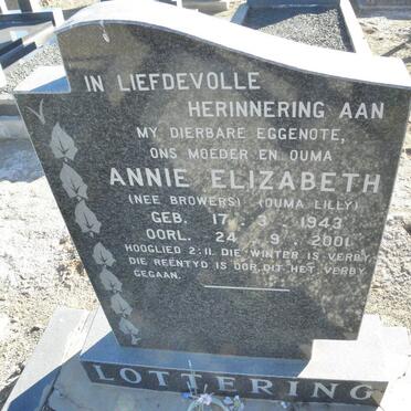 LOTTERING Annie Elizabeth nee BROWERS 1943-2001