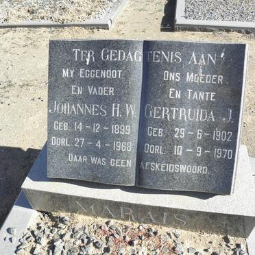 MARAIS Johannes H.W. 1899-1968 &amp; Gertruida J. 1902-1970