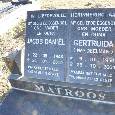 MATROOS Jacob Daniel 1946-2010 &amp; Gertruida DEELMAN 1950-2004