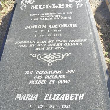 MULLER Johan George 1915-1997 &amp; Maria Elizabeth 1921-2008