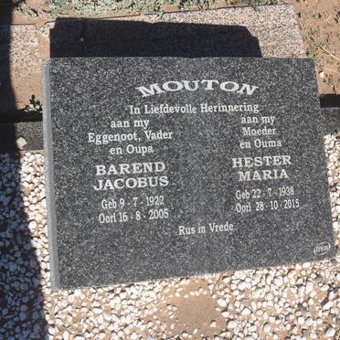 MOUTON Barend Jacobus 1922-2005 &amp; Hester Maria 1938-2015