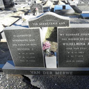 MERWE Hendrik J., van der 1909-1988 &amp; Wilhelmina M. VAN ZYL 1924-1978