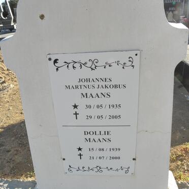 MAANS Johannes Martnus Jakobus 1935-2005 &amp; Dollie 1939-2000