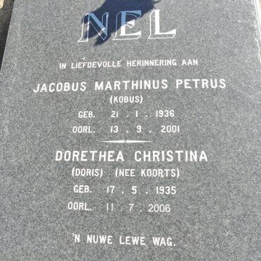 NEL Jacobus Marthinus Petrus 1936-2001 &amp; Dorethea Christina KOORTS 1935-2006