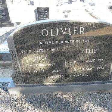 OLIVIER Nick 1907-1978 &amp; Nelie 1906-1994