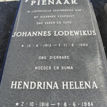 PIENAAR Johannes Lodewikus 1913-1980 &amp; Hendrina Helena 1916-1984