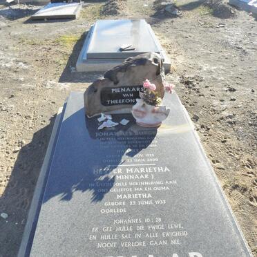 PIENAAR Johannes Burger 1925-2000 &amp; Hester Marietha MINNAAR 1933-