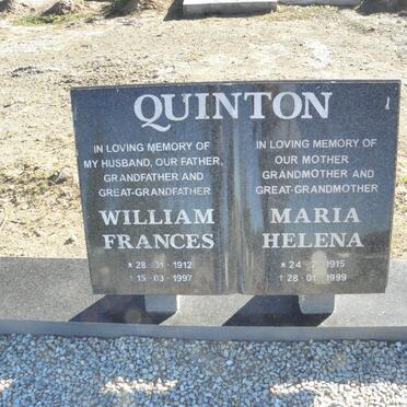 QUINTON William Frances 1912-1997 &amp; Maria Helena 1915-1999