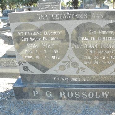 ROSSOUW P.G. 1911-1973 &amp; Susanna Francina MARAIS 1912-1996