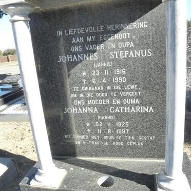 ROUX Johannes Stefanus, Le 1916-1990 &amp; Johanna Catharina 1925-1997