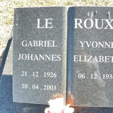 ROUX Gabriel Johannes, Le 1926-2003 &amp; Yvonne Elizabeth 1936-