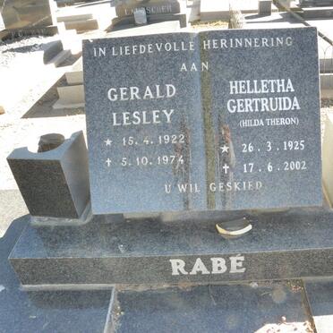 RABE Gerald Lesley 1922-1974 &amp; Helletha Gertruida THERON 1925-2002