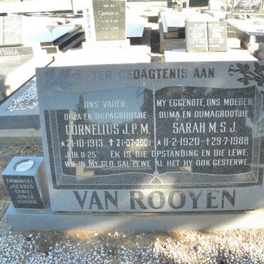 ROOYEN Cornelius J.P.M., van 1913-2001 &amp; Sarah M.S.J. 1920-1988